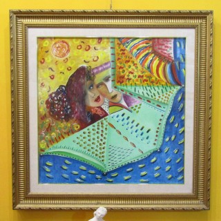 Maria Murgia 'Amori e vele' - Olio su Tela 70x70 Anni '90