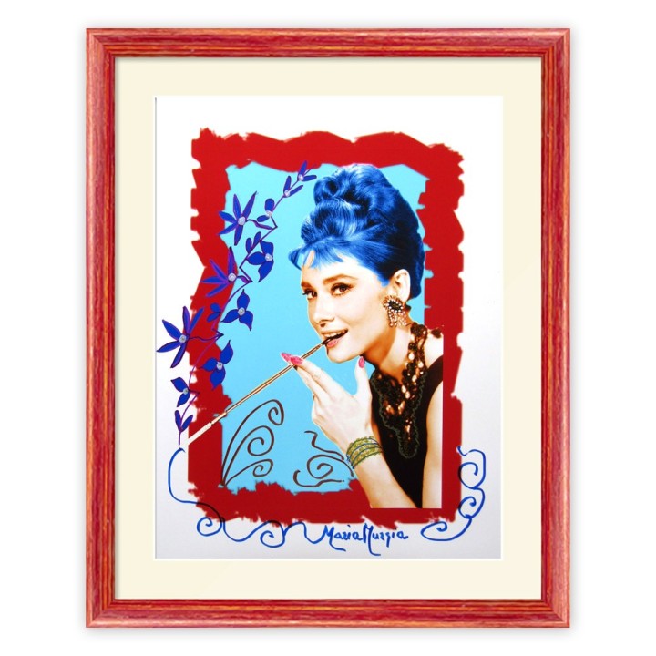 Audrey Hepburn Fotografia Dipinta 40x30 - Pezzo Unico