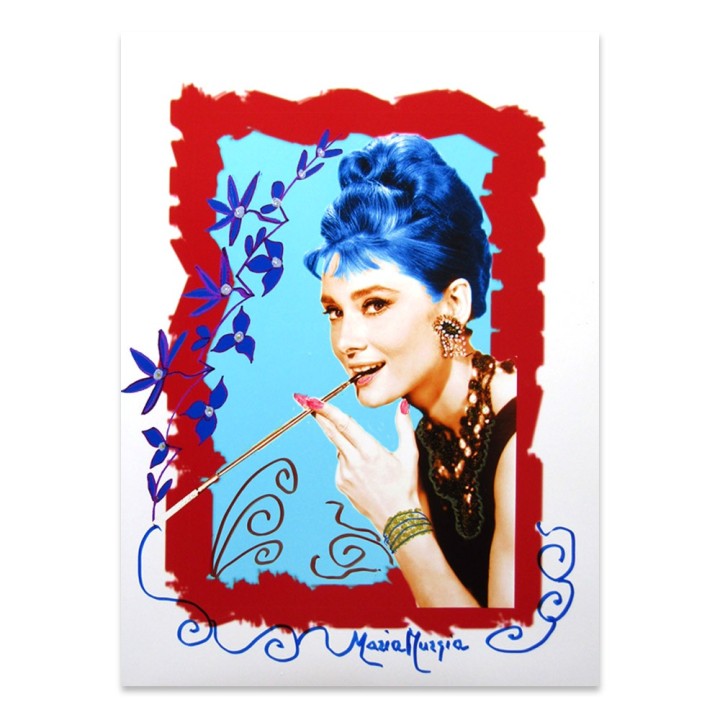 Audrey Hepburn Fotografia Dipinta 40x30 - Pezzo Unico