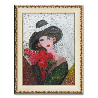 Maria Murgia 'Figura con fiori' - Olio su Tela 70x50 Anno 2005