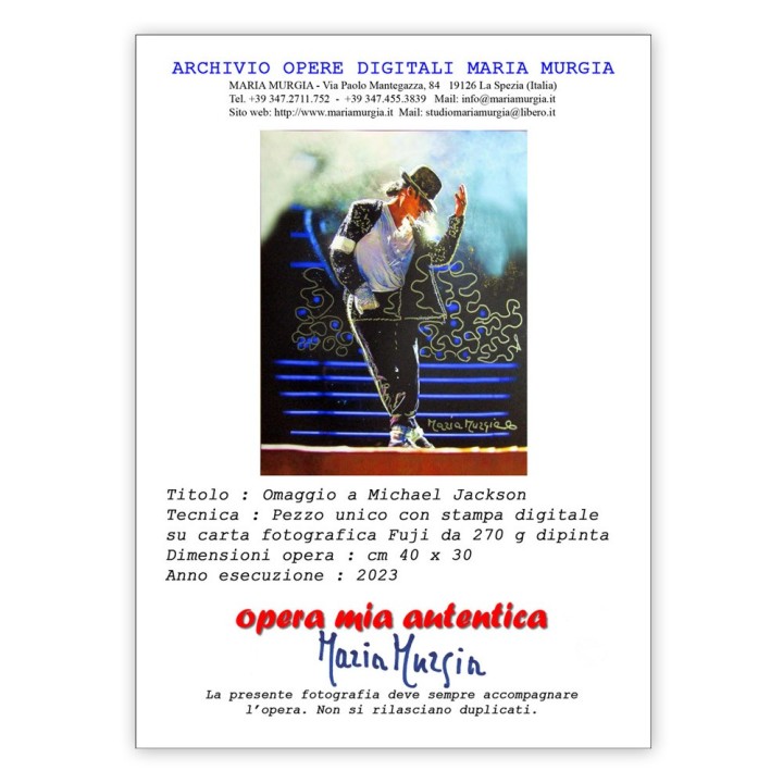 "Michael Jackson" - Fotografia dipinta cm 40x30