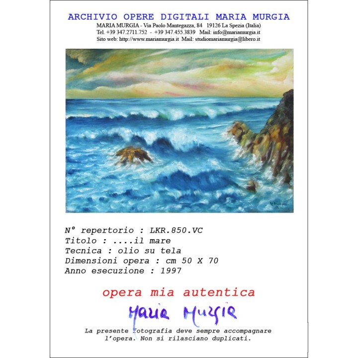 Maria Murgia '....il mare' - Olio su Tela 50x70 Anno 1997
