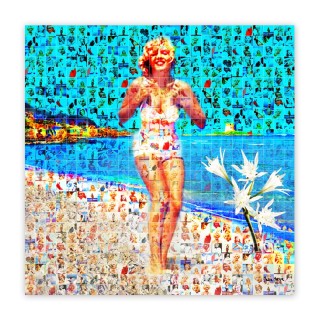 Maria Murgia 'Marilyn nel mondo: Stintino' - Fotomosaico cm 70x70 Arte digitale