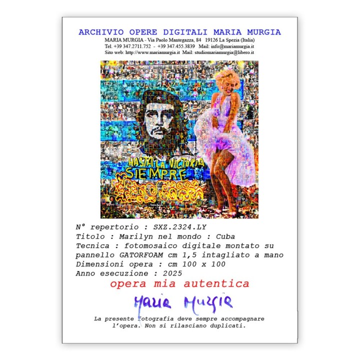 Maria Murgia 'Marilyn nel mondo: Cuba' - Fotomosaico cm 100x100 Arte digitale