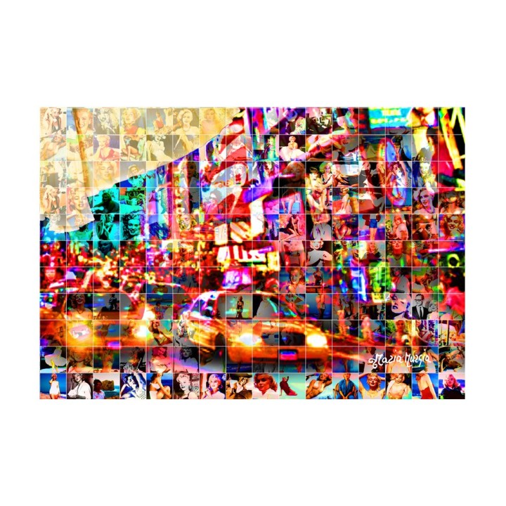 Maria Murgia 'Marilyn nel mondo: Time Square NY' - Fotomosaico cm 70x100 Arte digitale