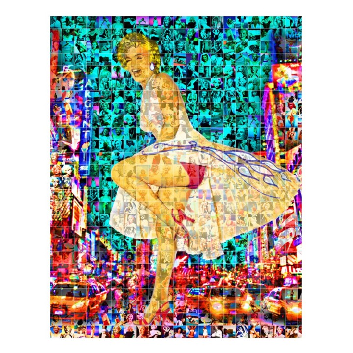 Maria Murgia 'Marilyn nel mondo: Time Square NY' - Fotomosaico cm 70x100 Arte digitale