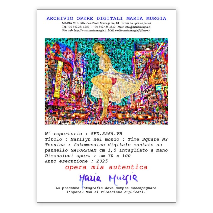 Maria Murgia 'Marilyn nel mondo: Time Square NY' - Fotomosaico cm 70x100 Arte digitale