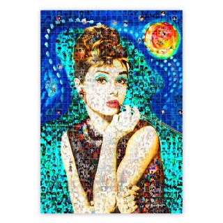 Maria Murgia 'Omaggio a Audrey Hepburn' - Fotomosaico cm 100x70 Arte digitale