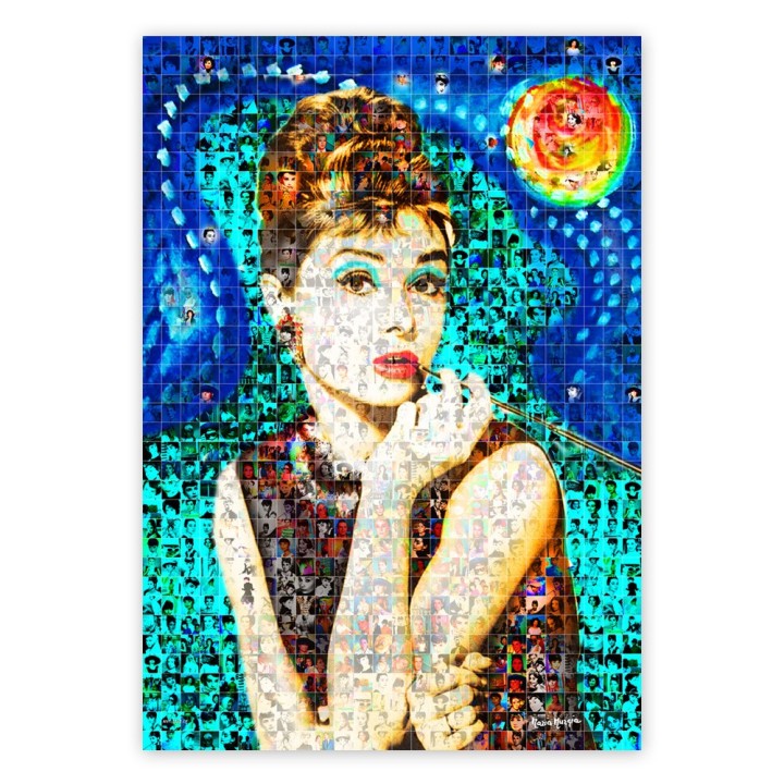 Maria Murgia 'Omaggio a Audrey Hepburn' - Fotomosaico cm 100x70 Arte digitale
