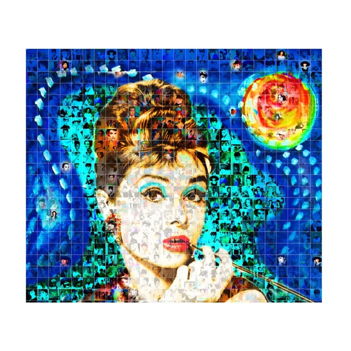 Maria Murgia 'Omaggio a Audrey Hepburn' - Fotomosaico cm 100x70 Arte digitale